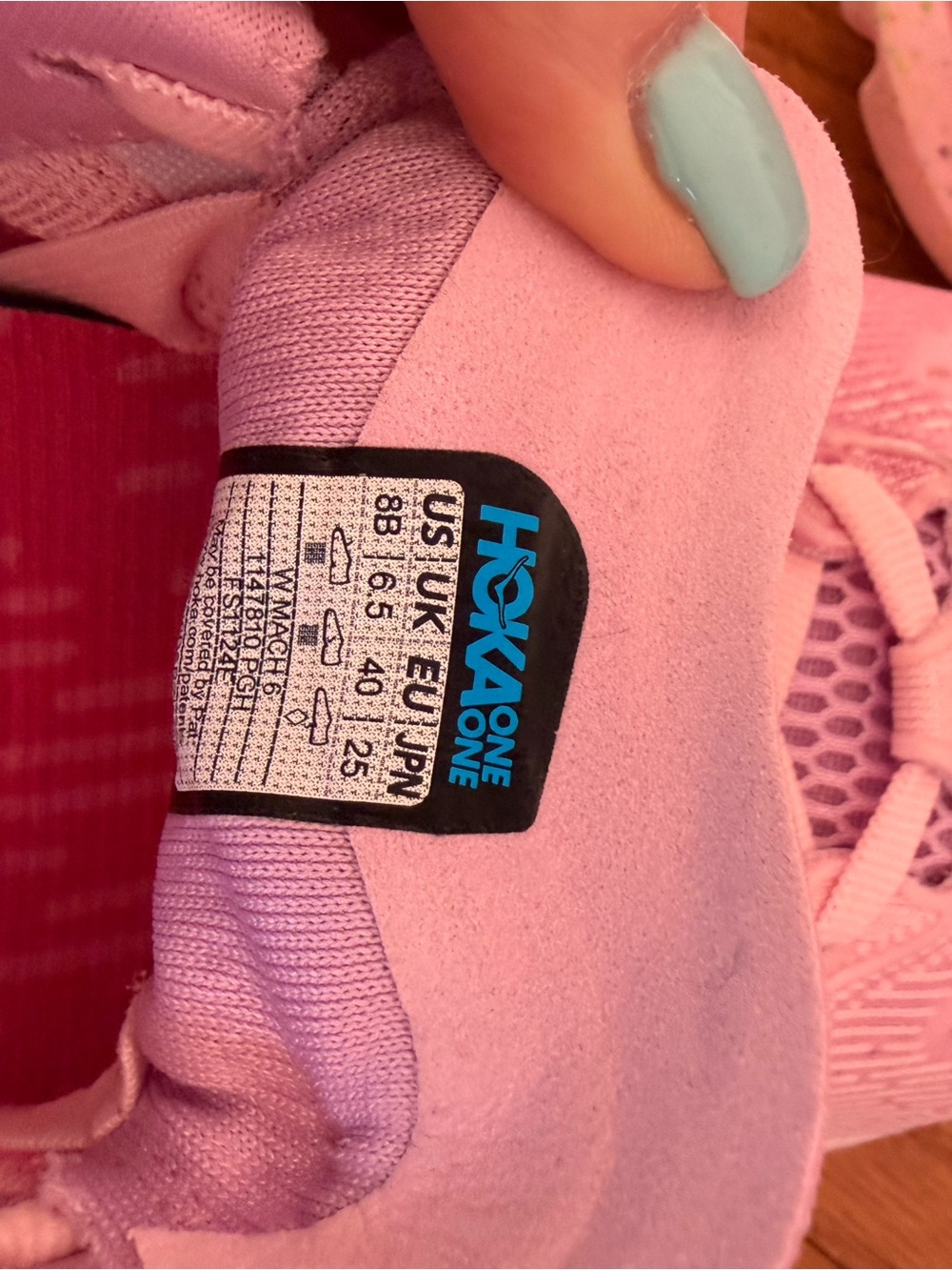 Hoka Women's Mach 6 Pink Running Shoes with Yellow Toe Accents - Picture 7 of 7